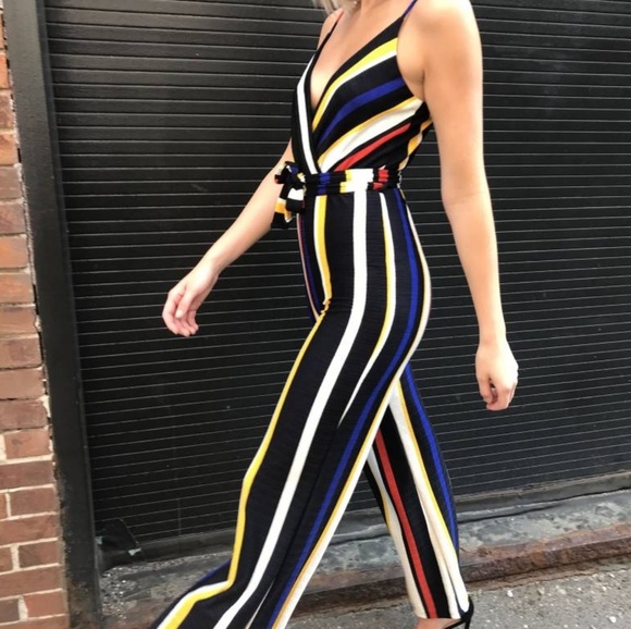 Shop 17 Navy Multi Stripes Jumpsuit - Picture 8 of 8